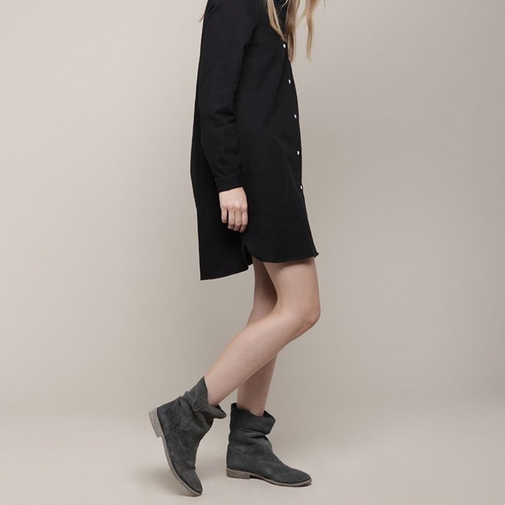 Isabel Marant distressed Jenny black leather slouch ankle boots 36
